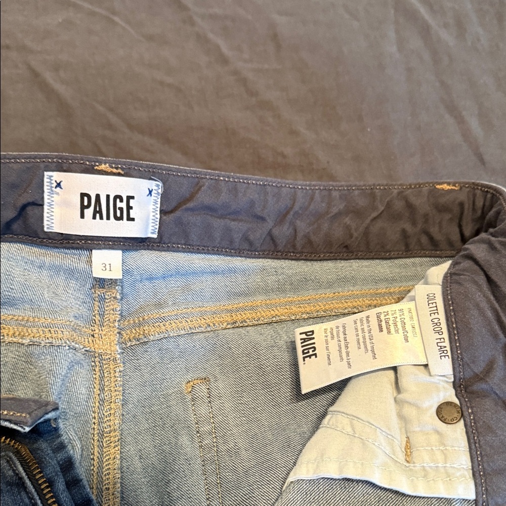 PAIGE Collette Crop Flare Light Blue Denim Jeans size 31